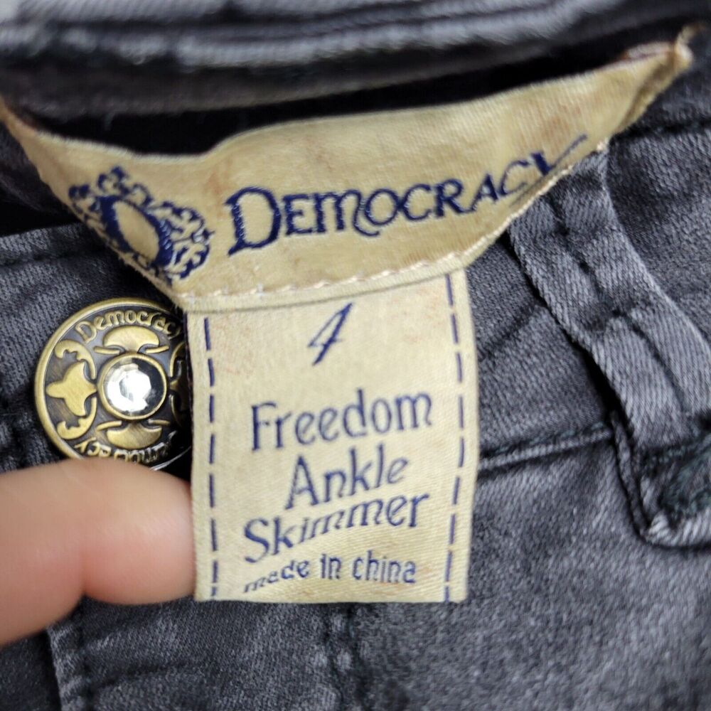 Democracy Womens Freedom Ankle Skimmer Jeans Size 4 Gray With Decorative Stud De - Picture 4 of 13
